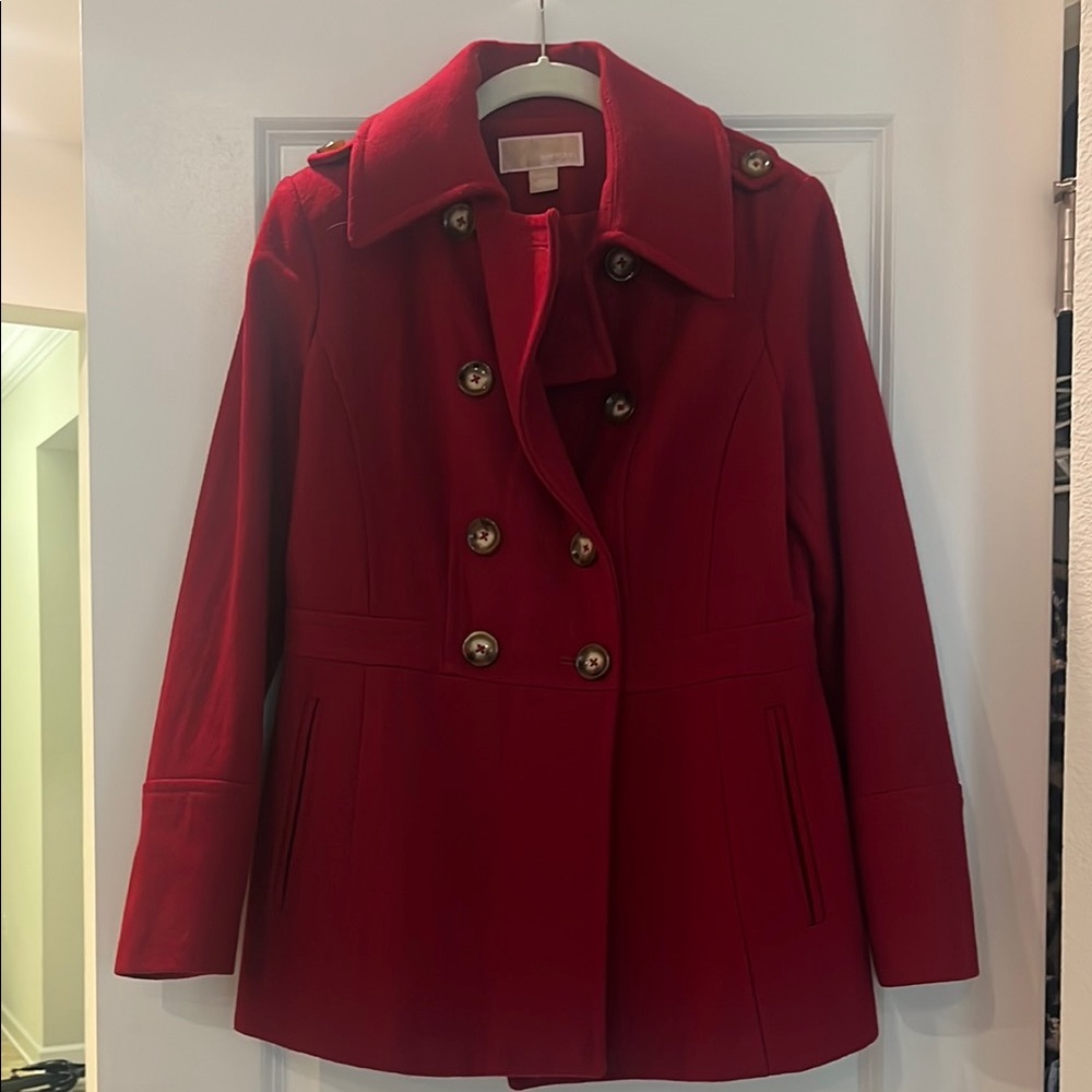 Red Double-Breasted Women's Coat
